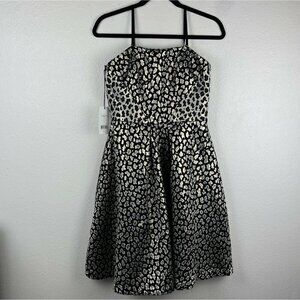 ALI & JAY Dress Size M A-Line Fit & Flare Leopard Jacquard Sleeveless Black Gray